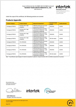 GSR Certificate 全球回收標(biāo)準(zhǔn)認(rèn)證